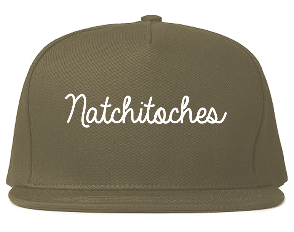 Natchitoches Louisiana LA Script Mens Snapback Hat Grey