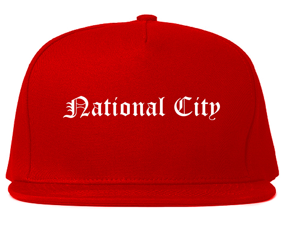 National City California CA Old English Mens Snapback Hat Red