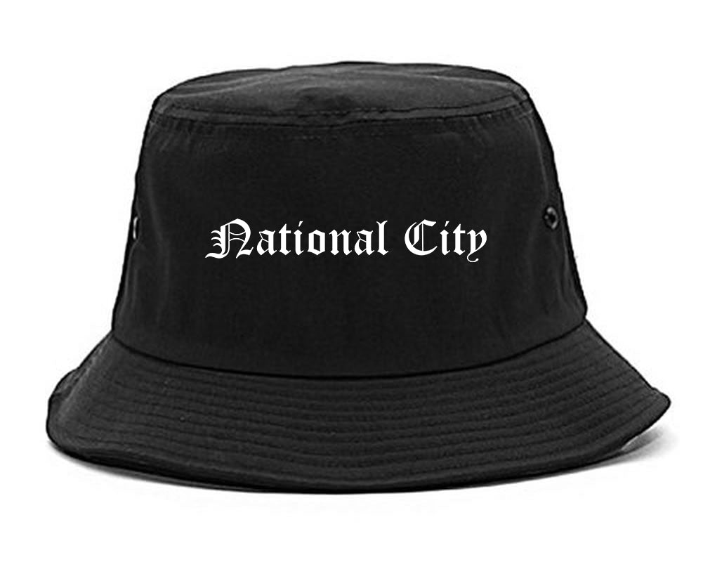 National City California CA Old English Mens Bucket Hat Black