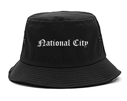 National City California CA Old English Mens Bucket Hat Black