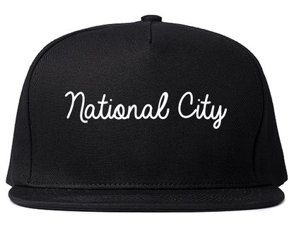 National City California CA Script Mens Snapback Hat Black
