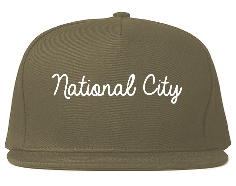 National City California CA Script Mens Snapback Hat Grey