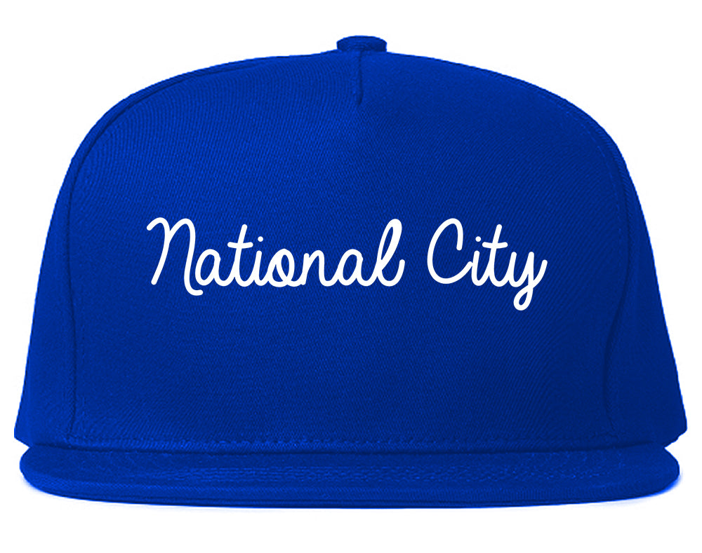 National City California CA Script Mens Snapback Hat Royal Blue