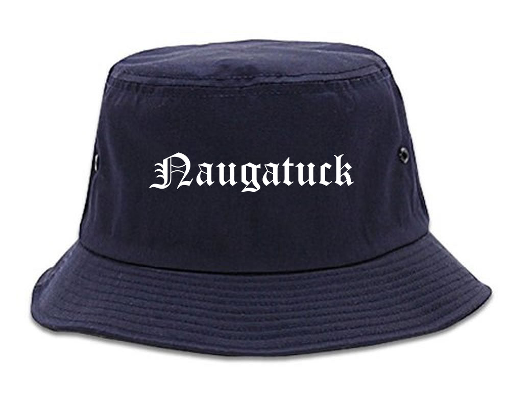 Naugatuck Connecticut CT Old English Mens Bucket Hat Navy Blue