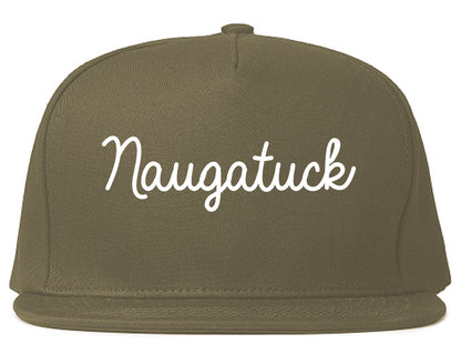 Naugatuck Connecticut CT Script Mens Snapback Hat Grey