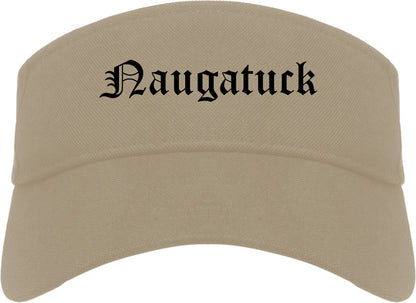 Naugatuck Connecticut CT Old English Mens Visor Cap Hat Khaki