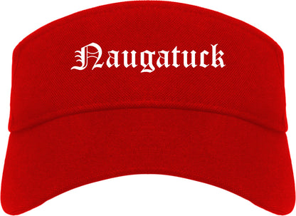 Naugatuck Connecticut CT Old English Mens Visor Cap Hat Red