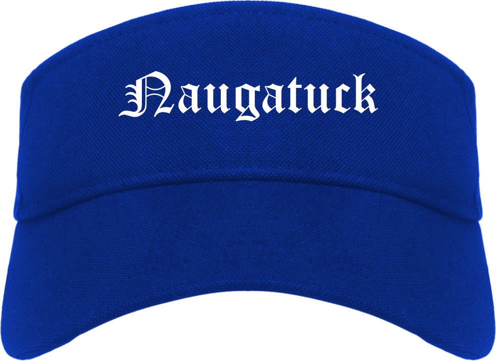 Naugatuck Connecticut CT Old English Mens Visor Cap Hat Royal Blue