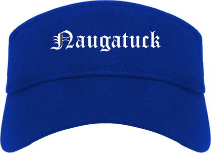 Naugatuck Connecticut CT Old English Mens Visor Cap Hat Royal Blue