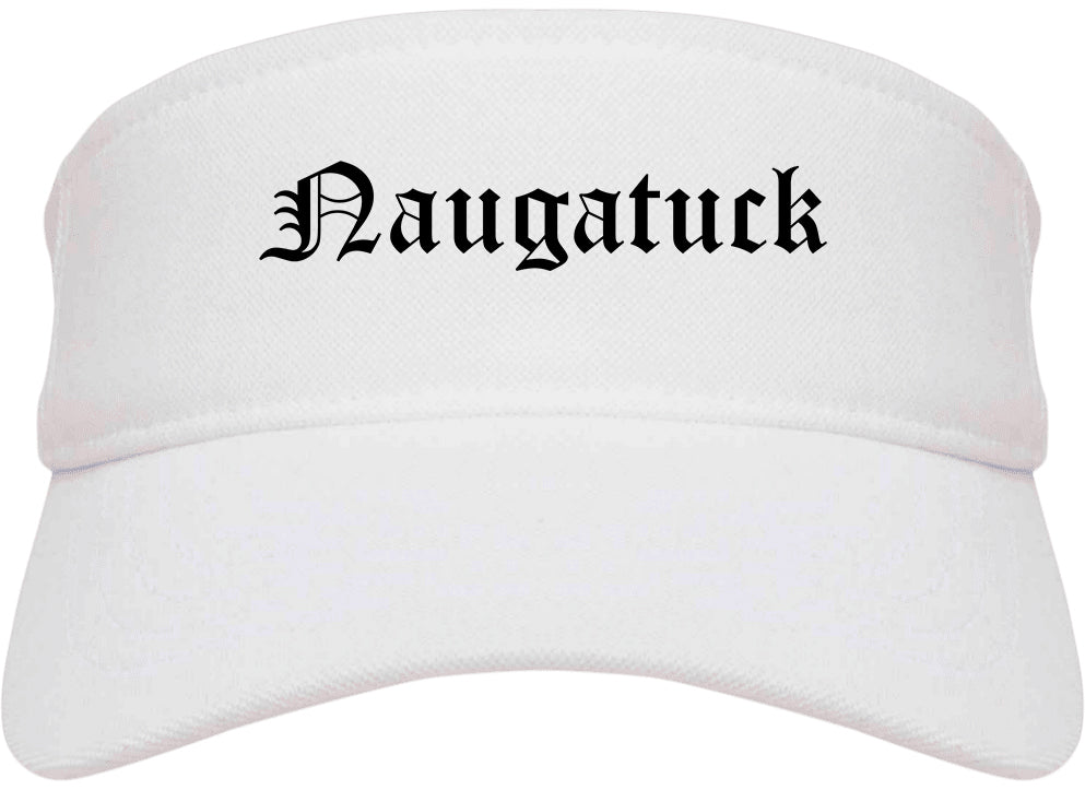 Naugatuck Connecticut CT Old English Mens Visor Cap Hat White