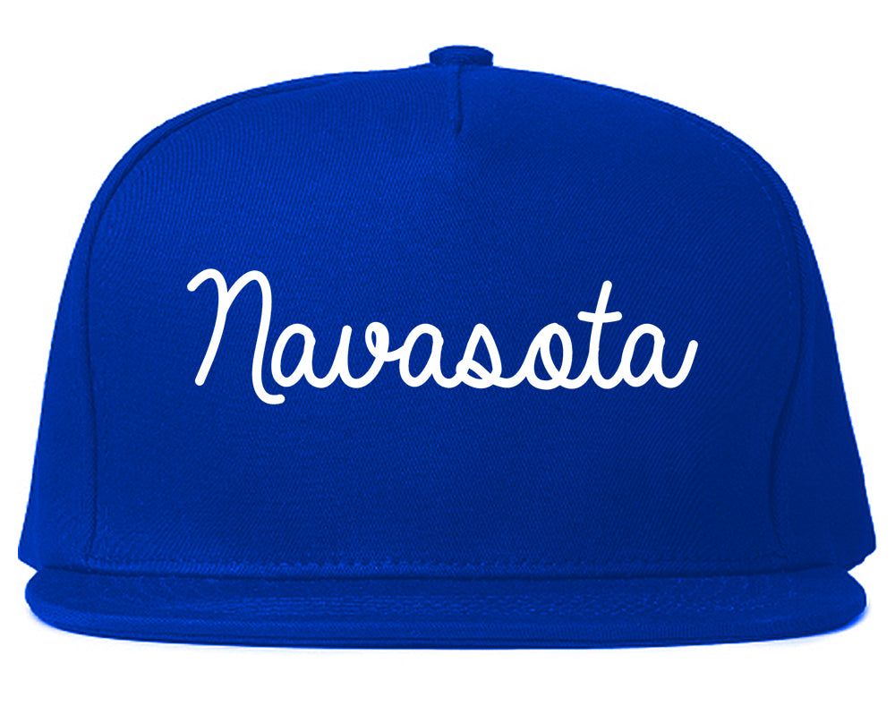 Navasota Texas TX Script Mens Snapback Hat Royal Blue