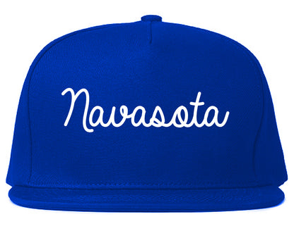 Navasota Texas TX Script Mens Snapback Hat Royal Blue