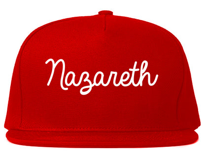 Nazareth Pennsylvania PA Script Mens Snapback Hat Red