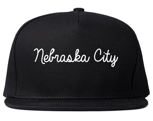 Nebraska City Nebraska NE Script Mens Snapback Hat Black