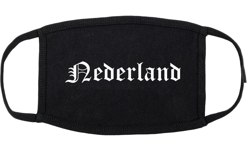 Nederland Texas TX Old English Cotton Face Mask Black