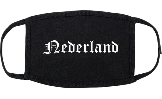Nederland Texas TX Old English Cotton Face Mask Black
