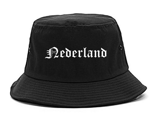 Nederland Texas TX Old English Mens Bucket Hat Black