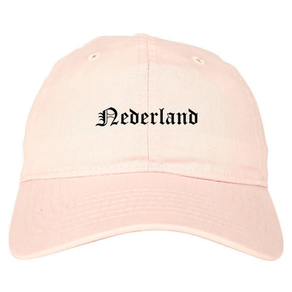 Nederland Texas TX Old English Mens Dad Hat Baseball Cap Pink