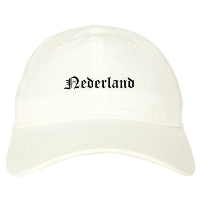 Nederland Texas TX Old English Mens Dad Hat Baseball Cap White