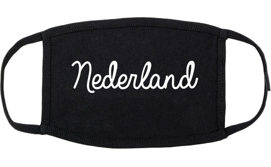 Nederland Texas TX Script Cotton Face Mask Black