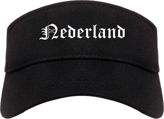 Nederland Texas TX Old English Mens Visor Cap Hat Black