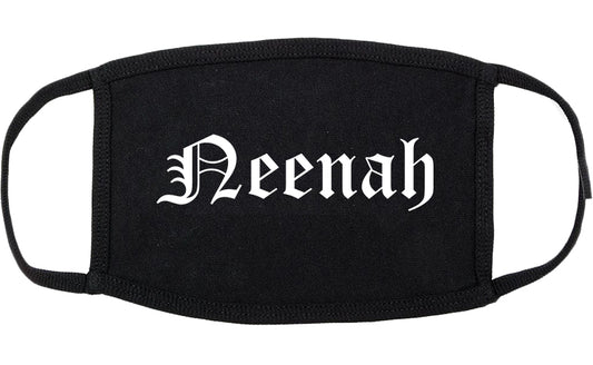 Neenah Wisconsin WI Old English Cotton Face Mask Black