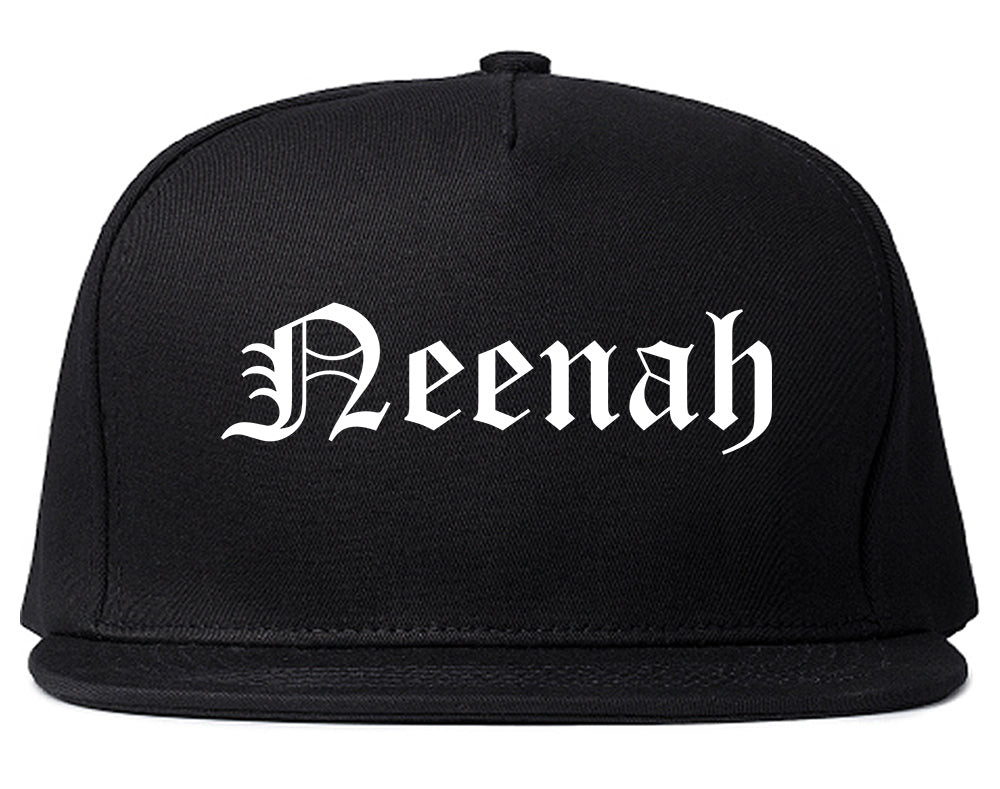 Neenah Wisconsin WI Old English Mens Snapback Hat Black