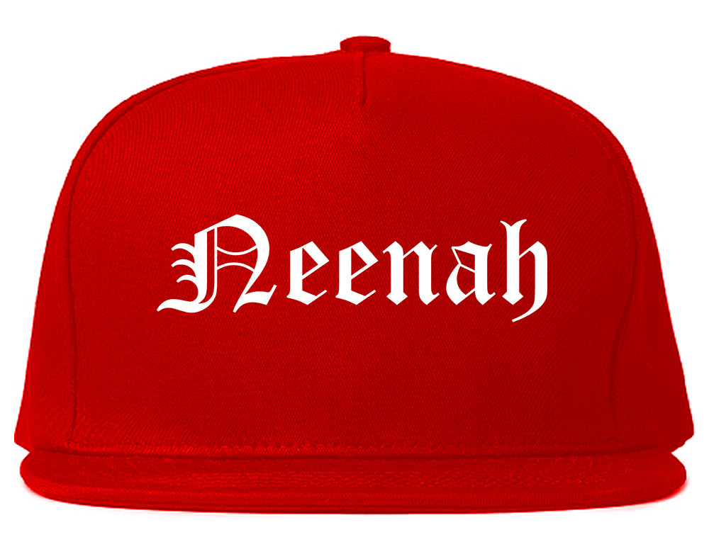 Neenah Wisconsin WI Old English Mens Snapback Hat Red