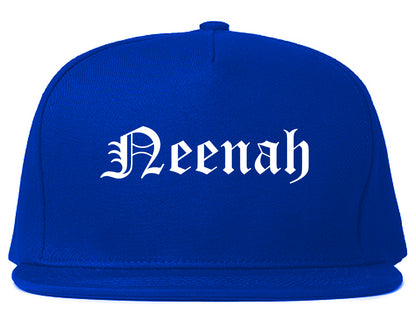 Neenah Wisconsin WI Old English Mens Snapback Hat Royal Blue
