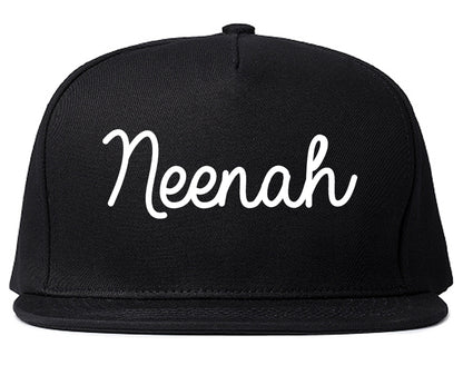 Neenah Wisconsin WI Script Mens Snapback Hat Black