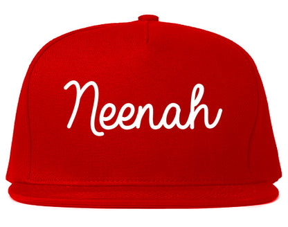 Neenah Wisconsin WI Script Mens Snapback Hat Red