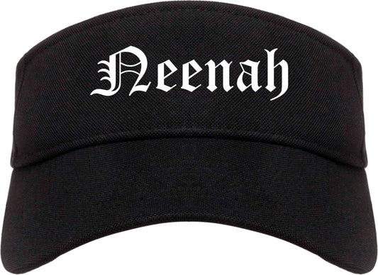 Neenah Wisconsin WI Old English Mens Visor Cap Hat Black