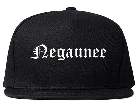 Negaunee Michigan MI Old English Mens Snapback Hat Black