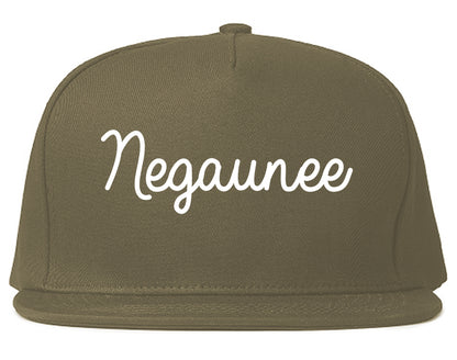 Negaunee Michigan MI Script Mens Snapback Hat Grey