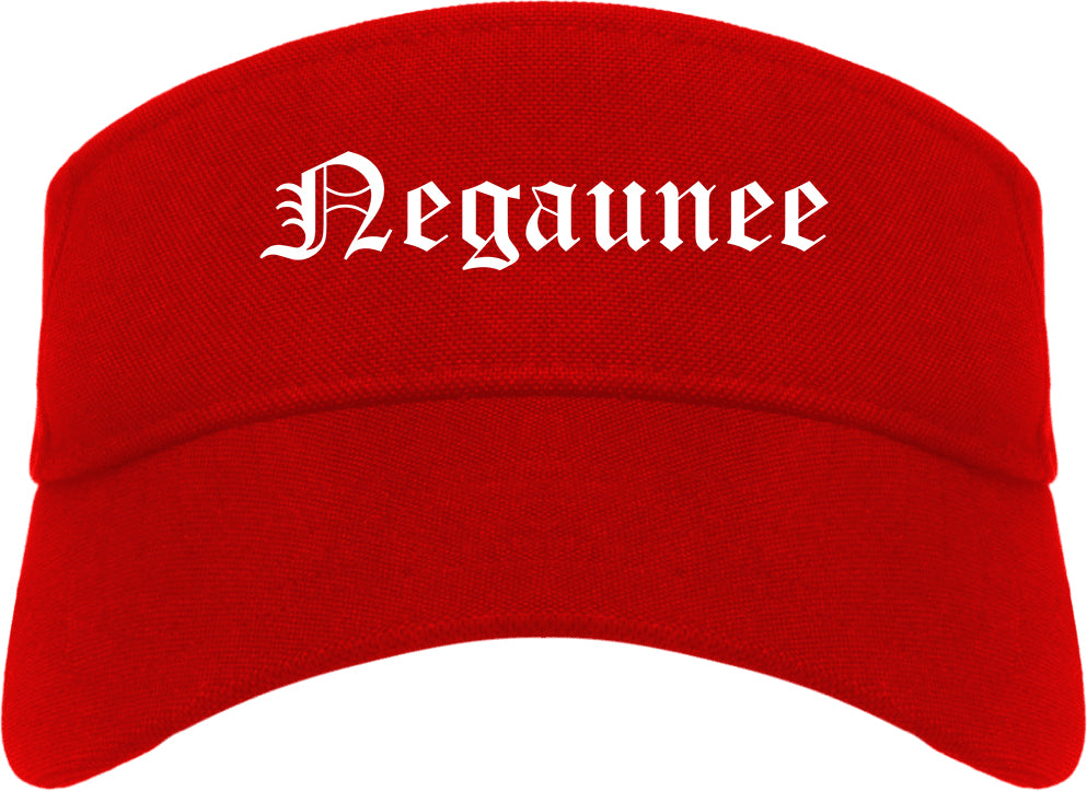 Negaunee Michigan MI Old English Mens Visor Cap Hat Red