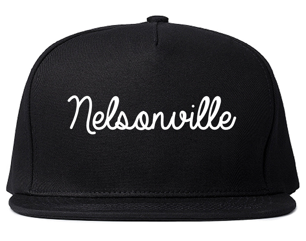 Nelsonville Ohio OH Script Mens Snapback Hat Black