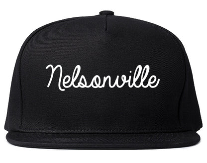 Nelsonville Ohio OH Script Mens Snapback Hat Black