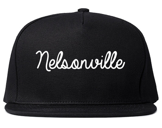 Nelsonville Ohio OH Script Mens Snapback Hat Black