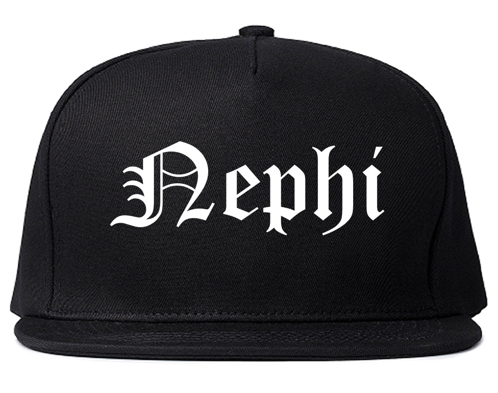 Nephi Utah UT Old English Mens Snapback Hat Black