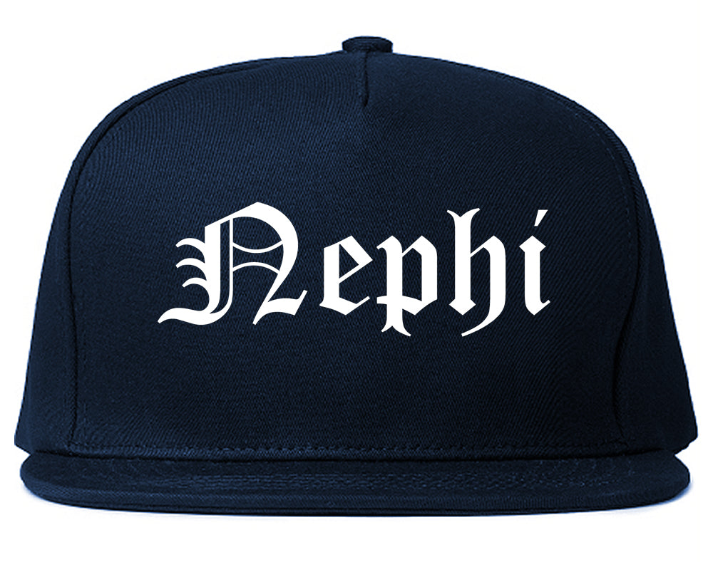 Nephi Utah UT Old English Mens Snapback Hat Navy Blue