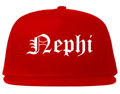 Nephi Utah UT Old English Mens Snapback Hat Red