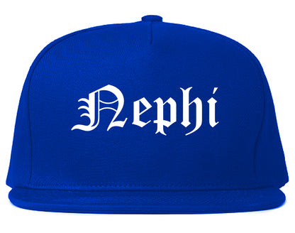 Nephi Utah UT Old English Mens Snapback Hat Royal Blue