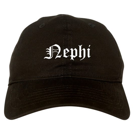 Nephi Utah UT Old English Mens Dad Hat Baseball Cap Black