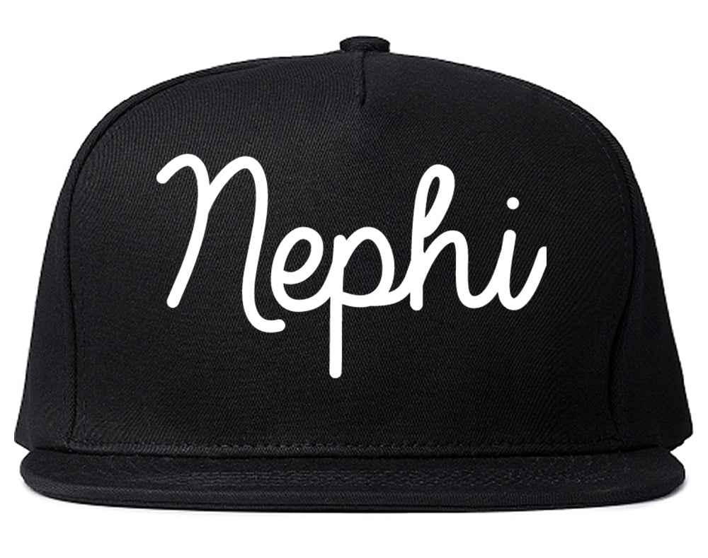 Nephi Utah UT Script Mens Snapback Hat Black