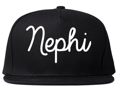 Nephi Utah UT Script Mens Snapback Hat Black