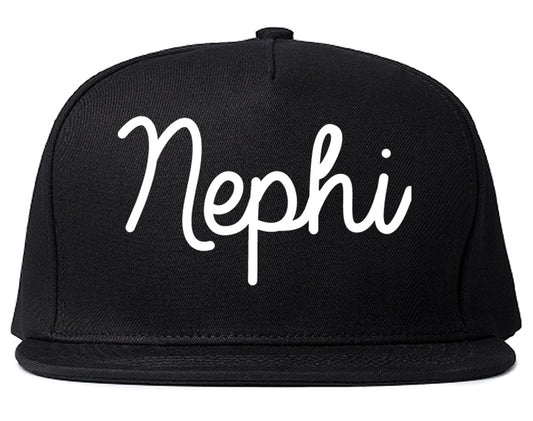 Nephi Utah UT Script Mens Snapback Hat Black