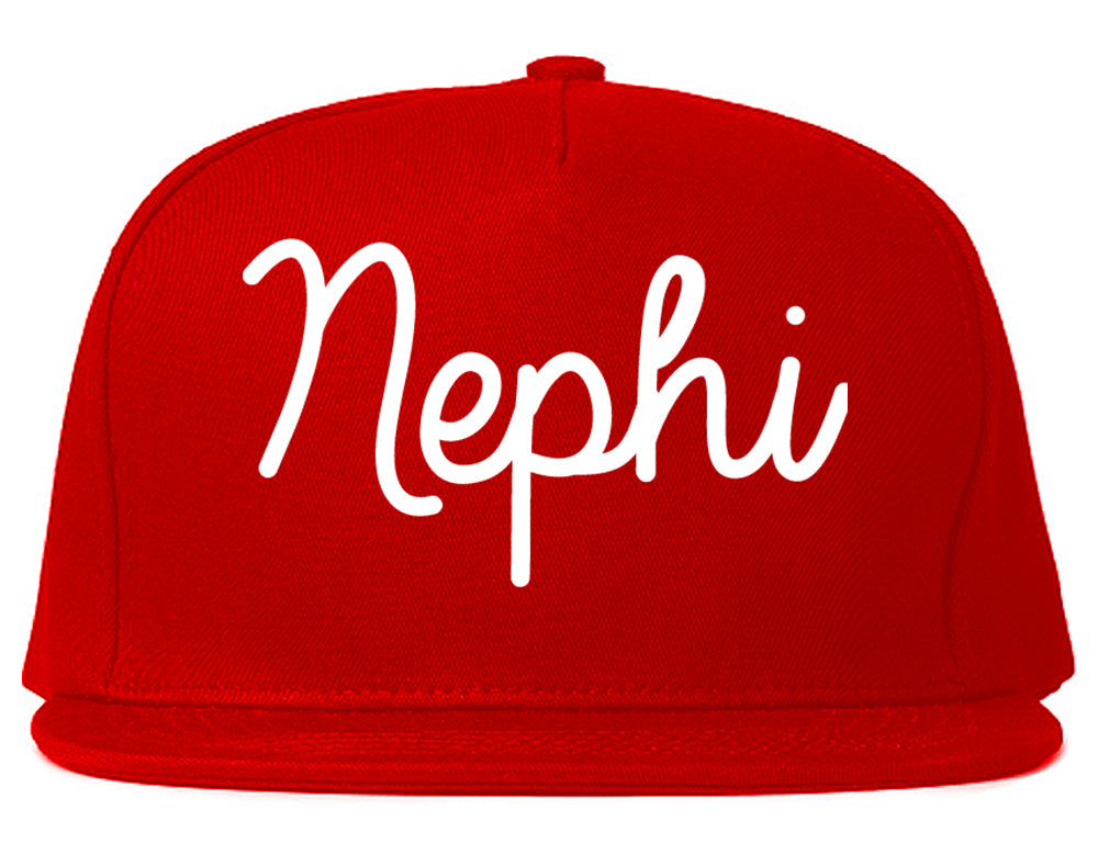 Nephi Utah UT Script Mens Snapback Hat Red
