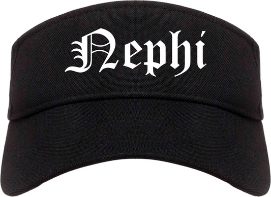 Nephi Utah UT Old English Mens Visor Cap Hat Black