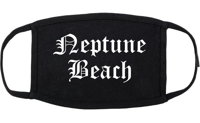 Neptune Beach Florida FL Old English Cotton Face Mask Black