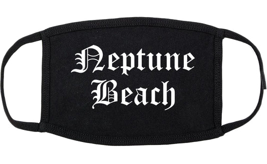 Neptune Beach Florida FL Old English Cotton Face Mask Black